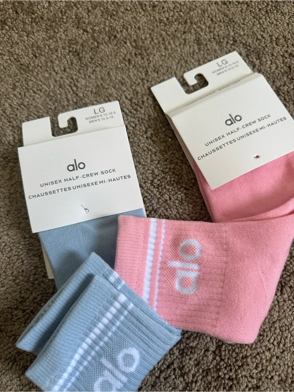 LG Women’s Athletic Crew Socks — Pink & Light Blue